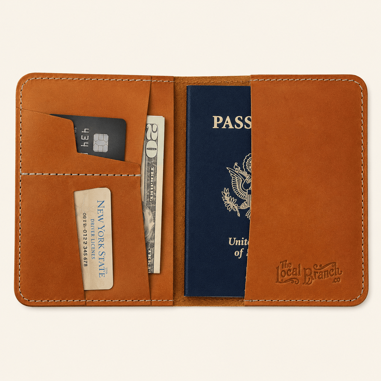 The Local Branch Leather Caramel Leather Passport Case - USA Made