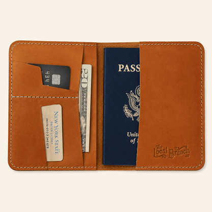 The Local Branch Leather Caramel Leather Passport Case - USA Made