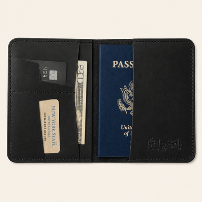 The Local Branch Leather Black Leather Passport Case - USA Made