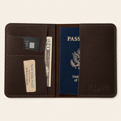 The Local Branch Leather Chocolate Leather Passport Case - USA Made