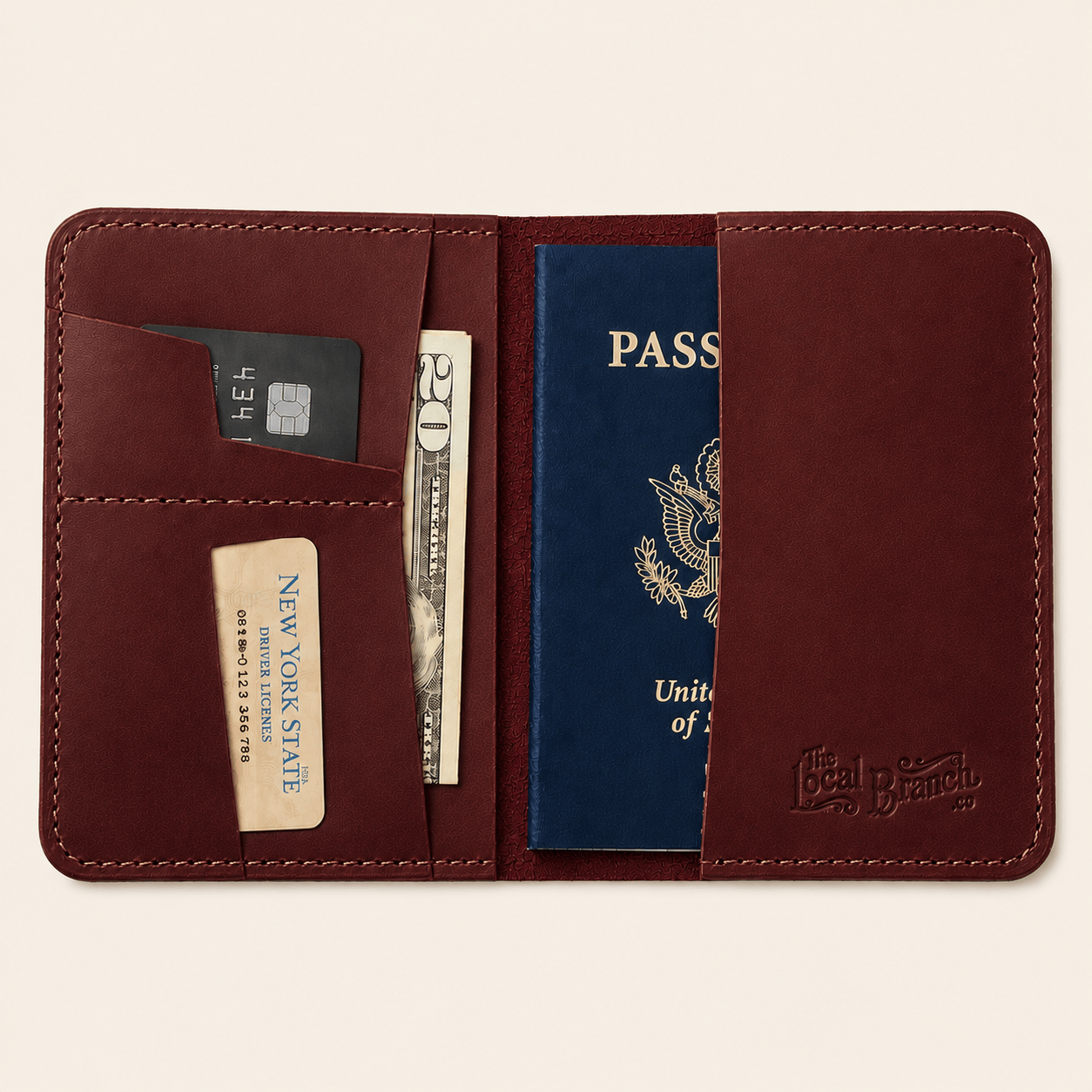 The Local Branch Leather Mahogany Leather Passport Case - USA Made