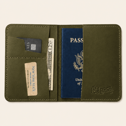 The Local Branch Leather Olive Leather Passport Case - USA Made
