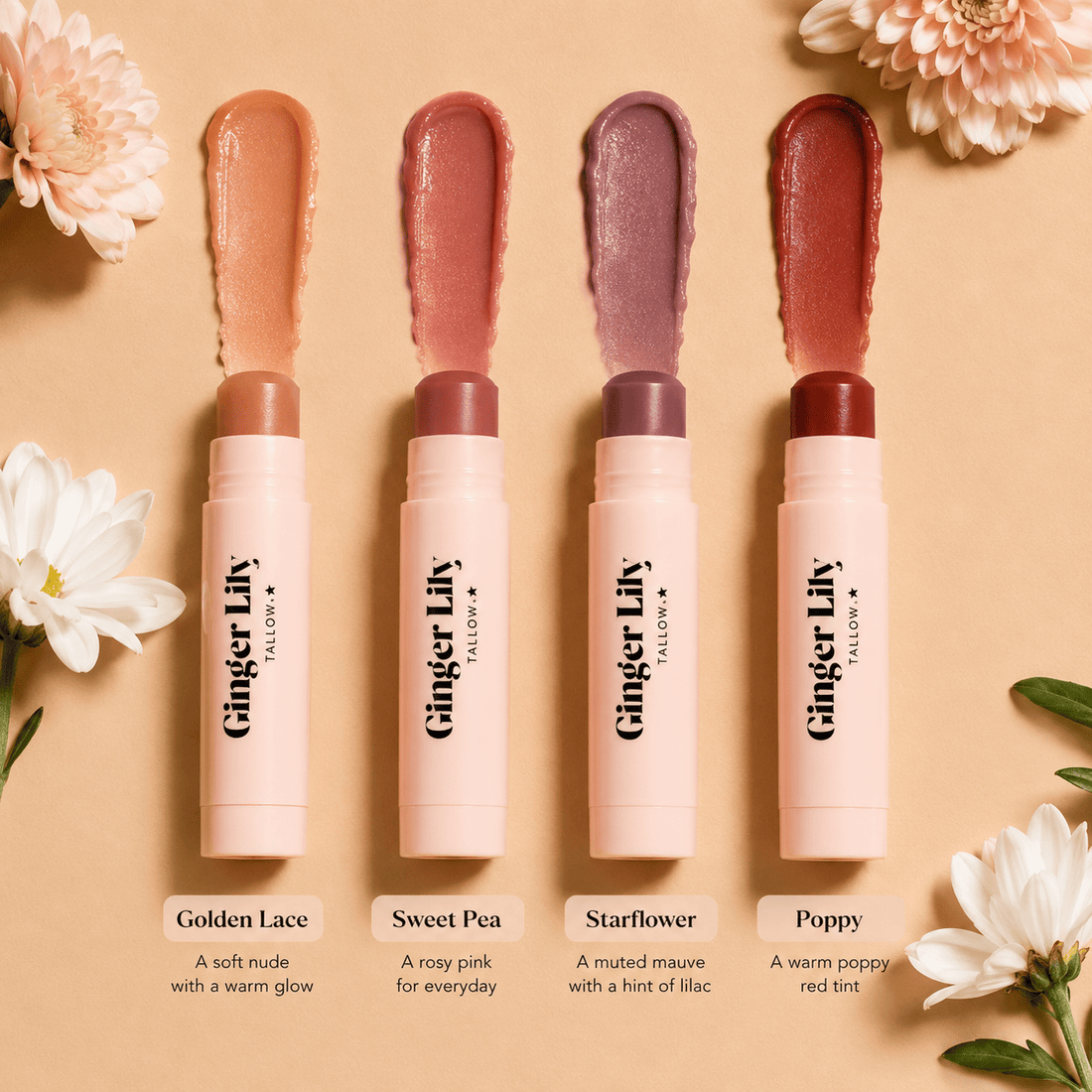 Ginger Lily Tallow Starflower - burgundy Organic Tinted Tallow Lip Balm