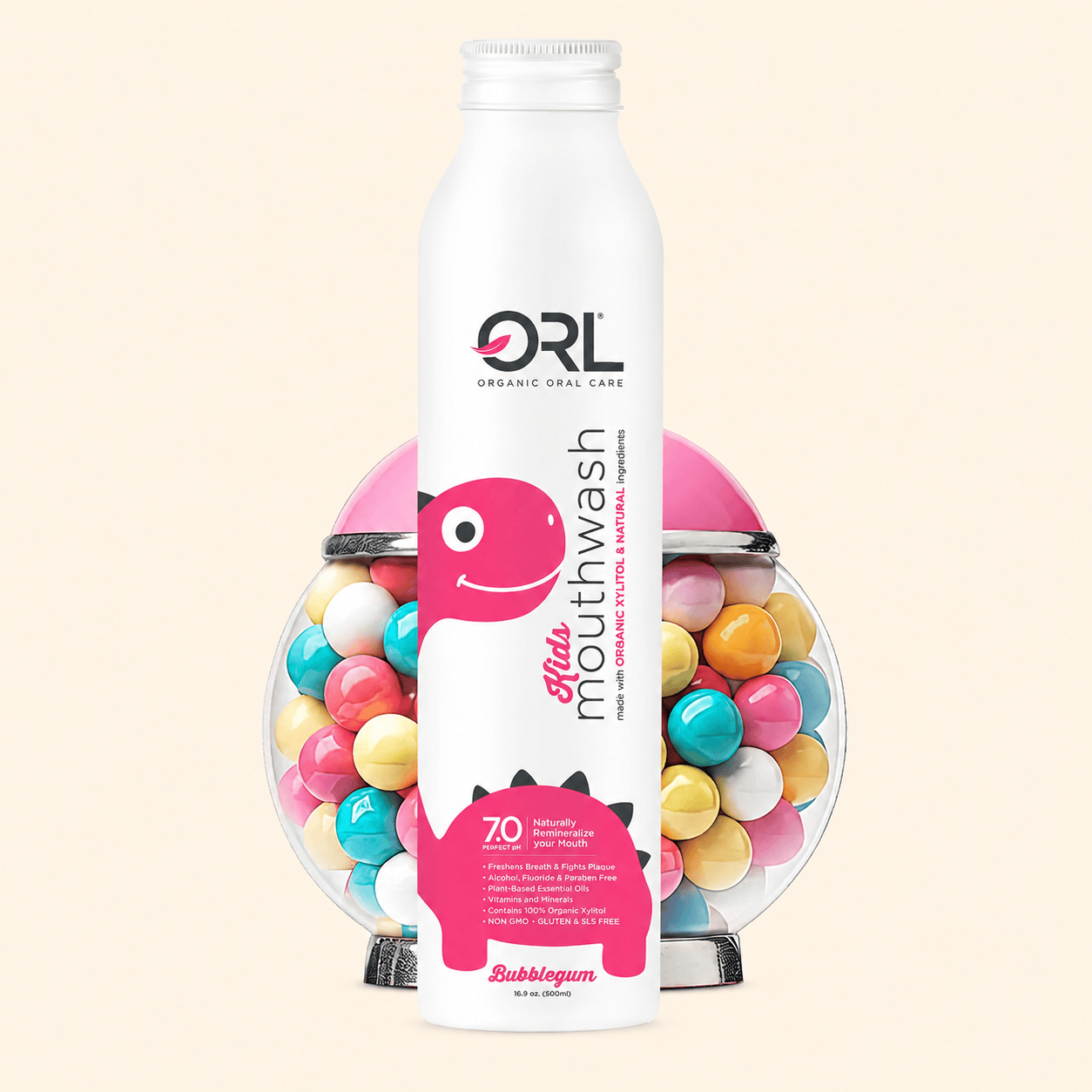 ORL KIDSMouthwash Kids Bubble Gum Kids Mouthwash made with Organic Xylitol &amp; Natural Ingredients