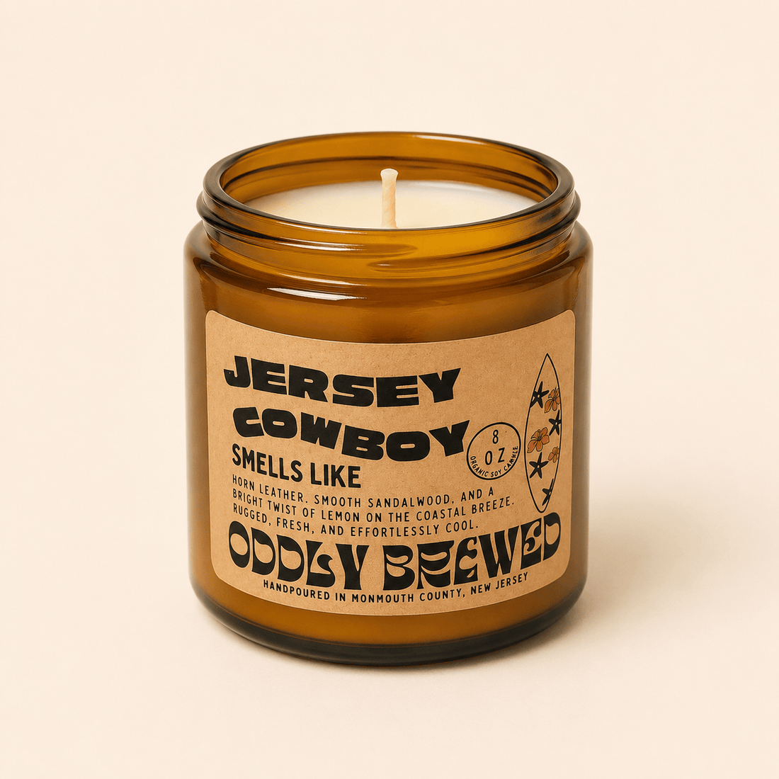 Oddly Brewed Candles Jersey Cowboy soy candle