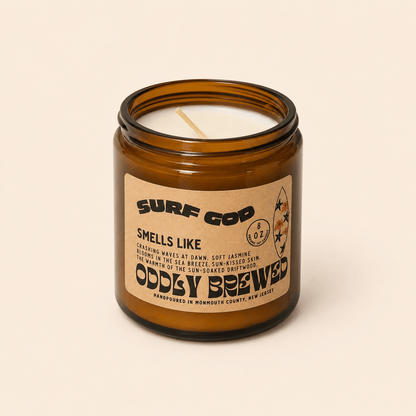 Oddly Brewed Candles Amber 8oz Surf God Soy Candle