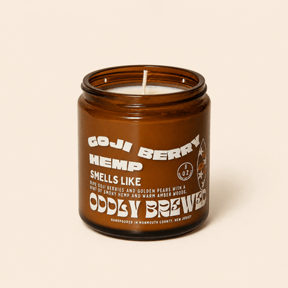 Oddly Brewed Candles Medium 8oz Goji Berry &amp; Hemp Soy Candle