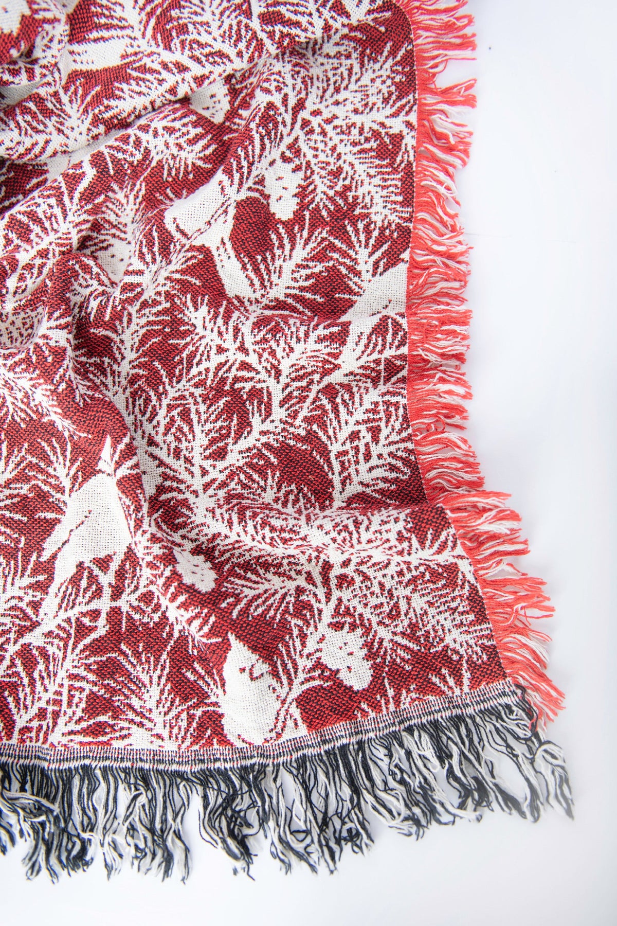 Cherie Cranberry Cardinal Christmas Cotton Throw Blanket