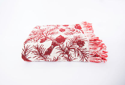 Cherie Cranberry Cardinal Christmas Cotton Throw Blanket