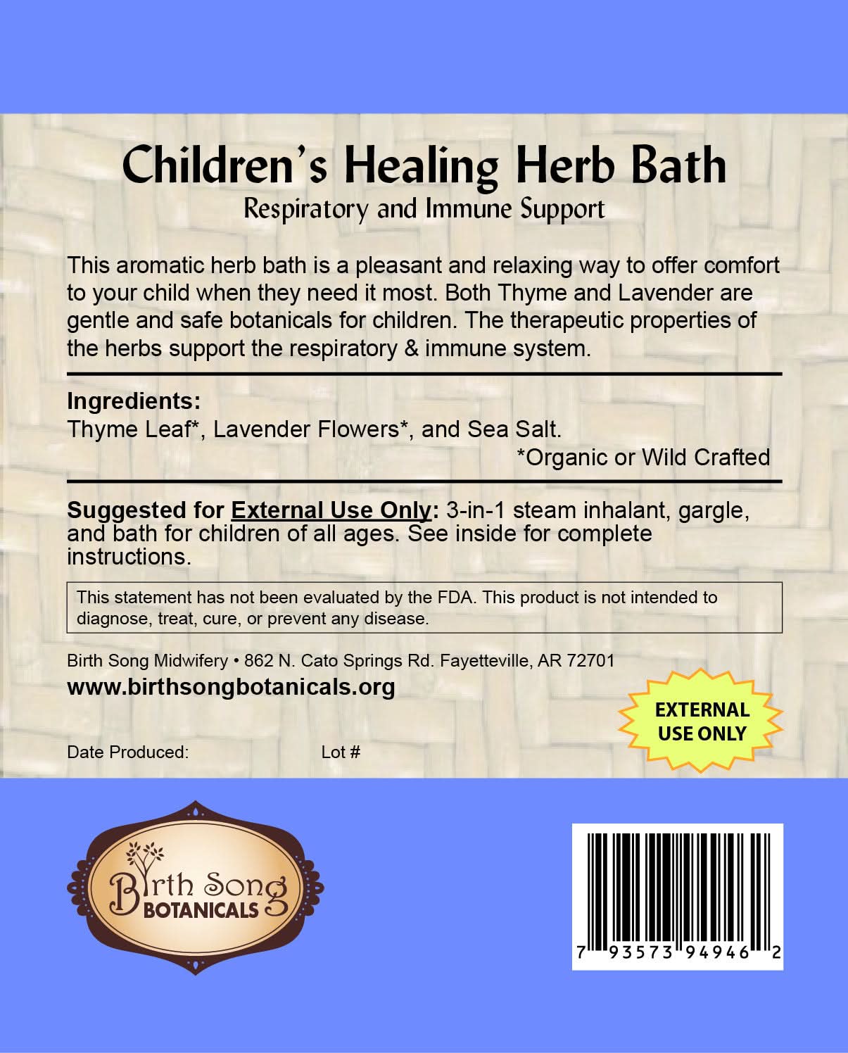 Birth Song Botanicals Co. Herb Bath Children&