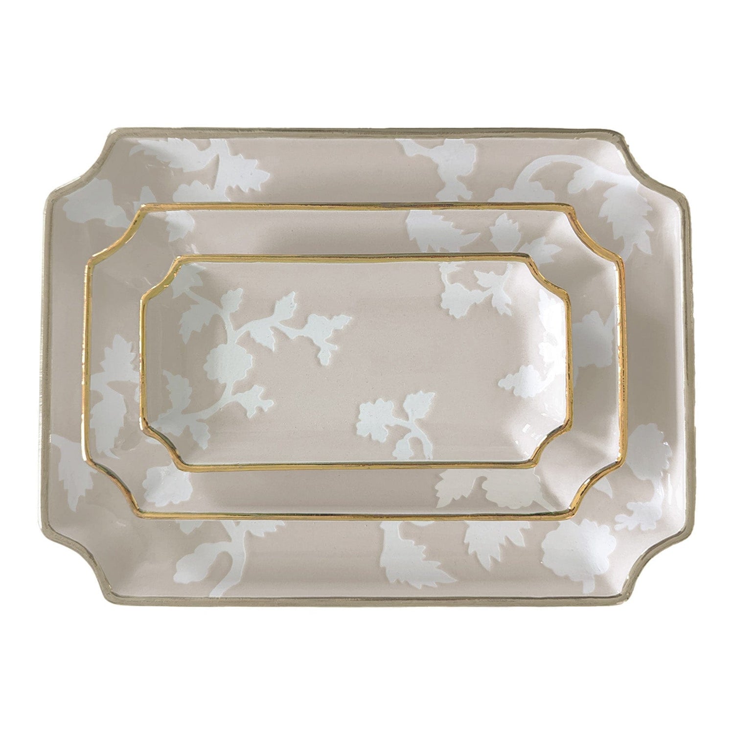 Ruby Clay Company Tray Small / Beige Chinoiserie Dreams Trays with Gold Accent