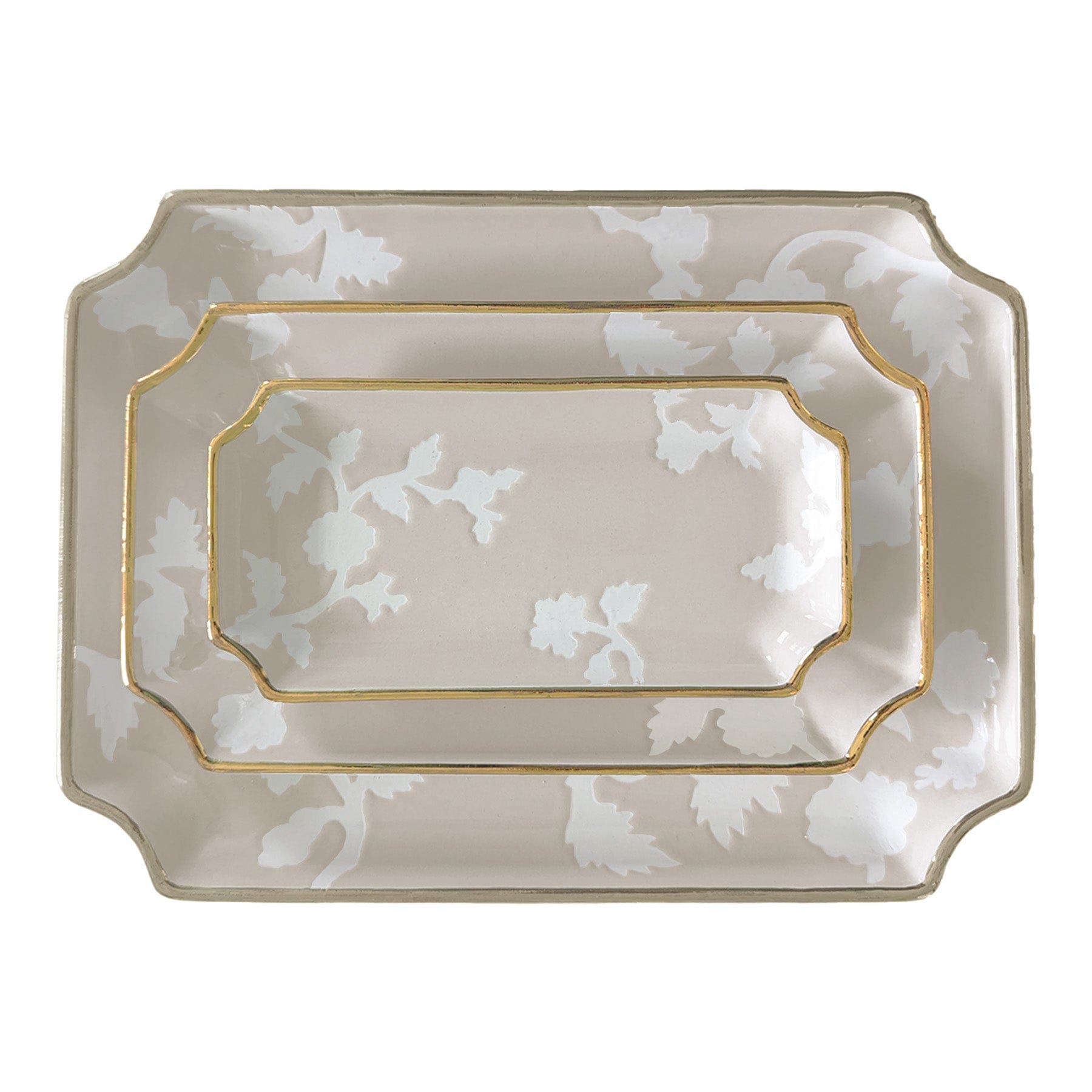 Ruby Clay Company Tray Small / Beige Chinoiserie Dreams Trays with Gold Accent