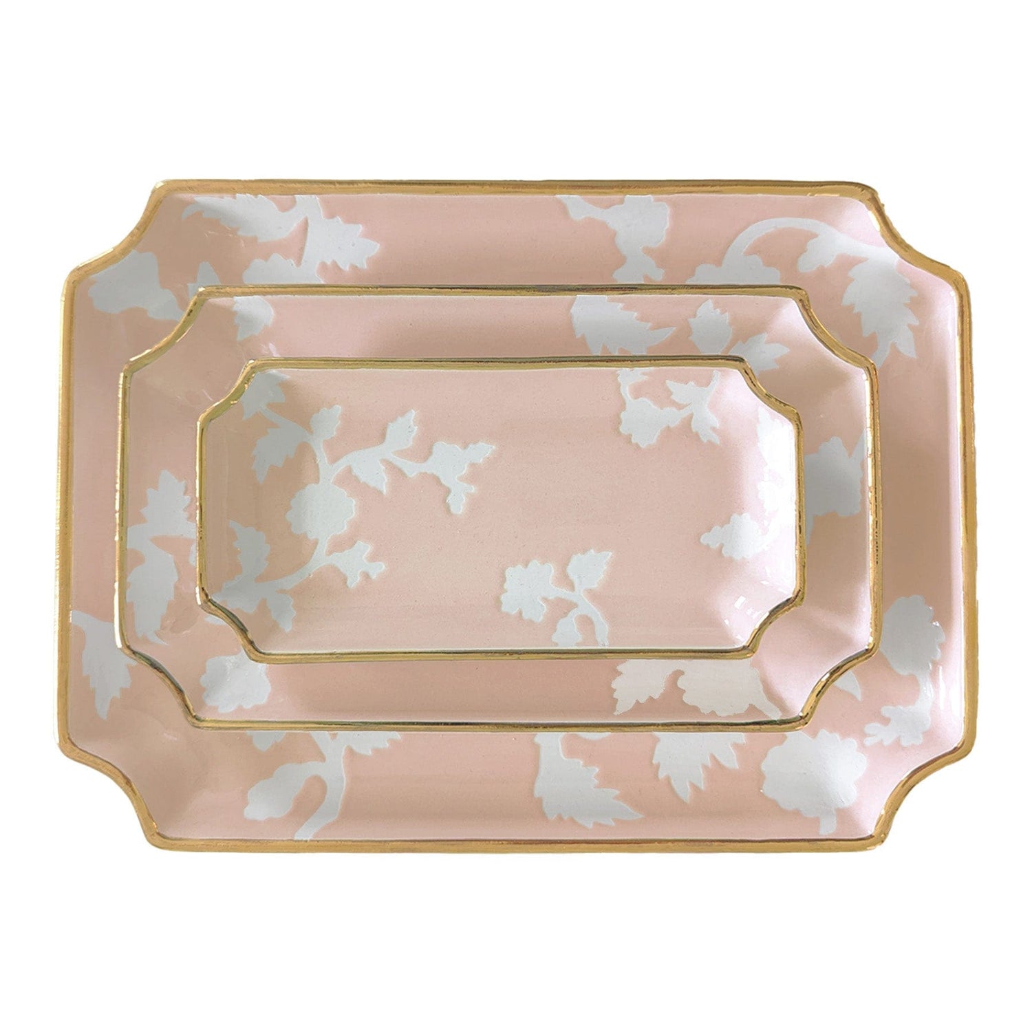 Ruby Clay Company Tray Small / Blush Chinoiserie Dreams Trays with Gold Accent