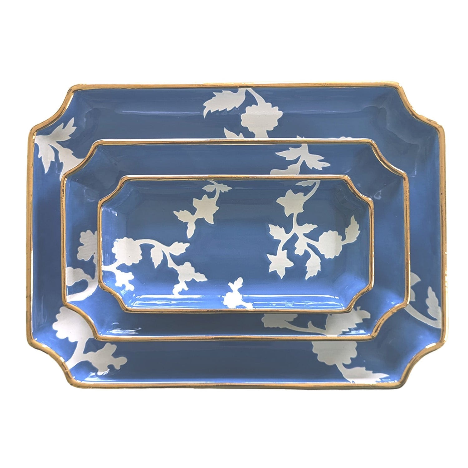 Ruby Clay Company Tray Small / French Blue Chinoiserie Dreams Trays with Gold Accent