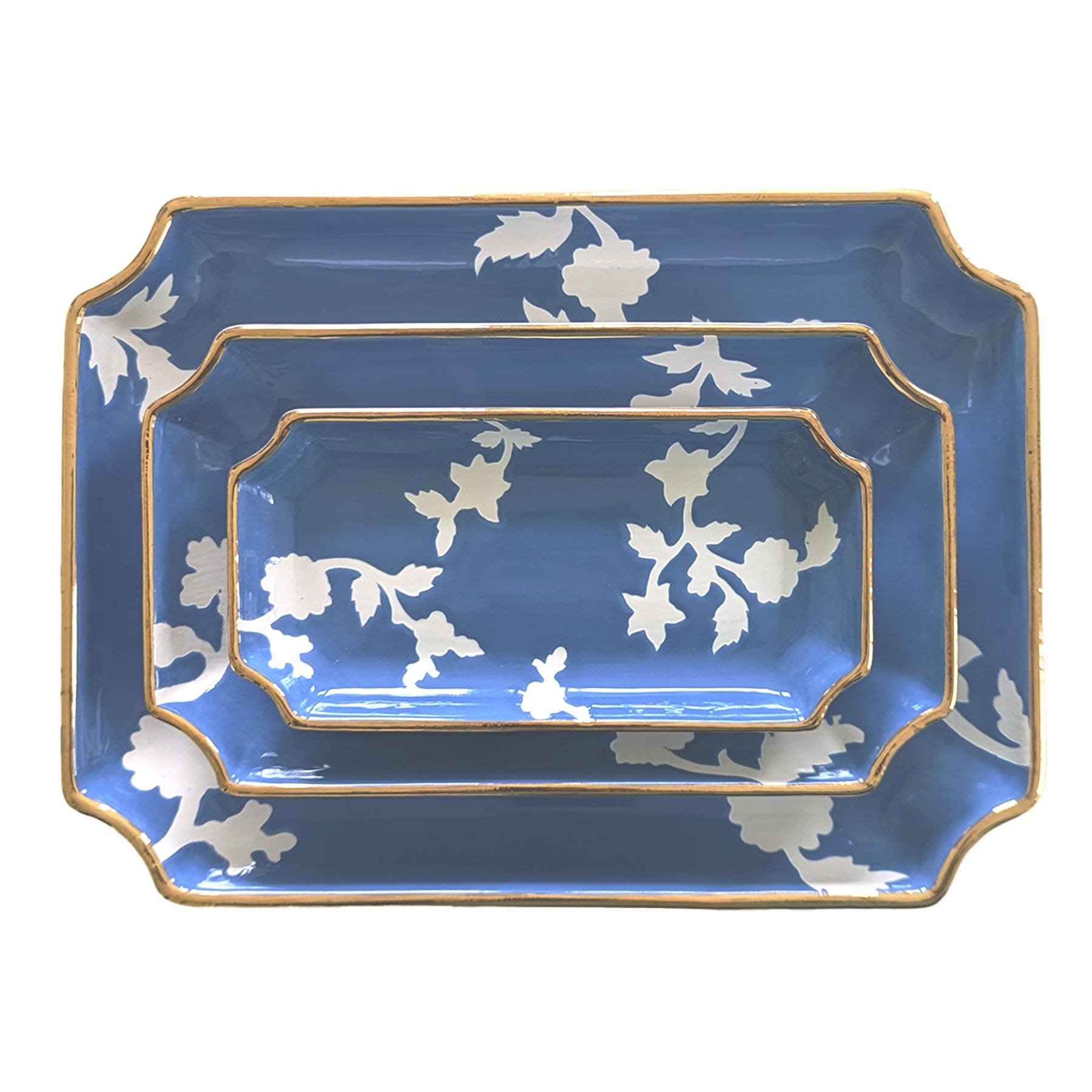 Ruby Clay Company Tray Small / French Blue Chinoiserie Dreams Trays with Gold Accent