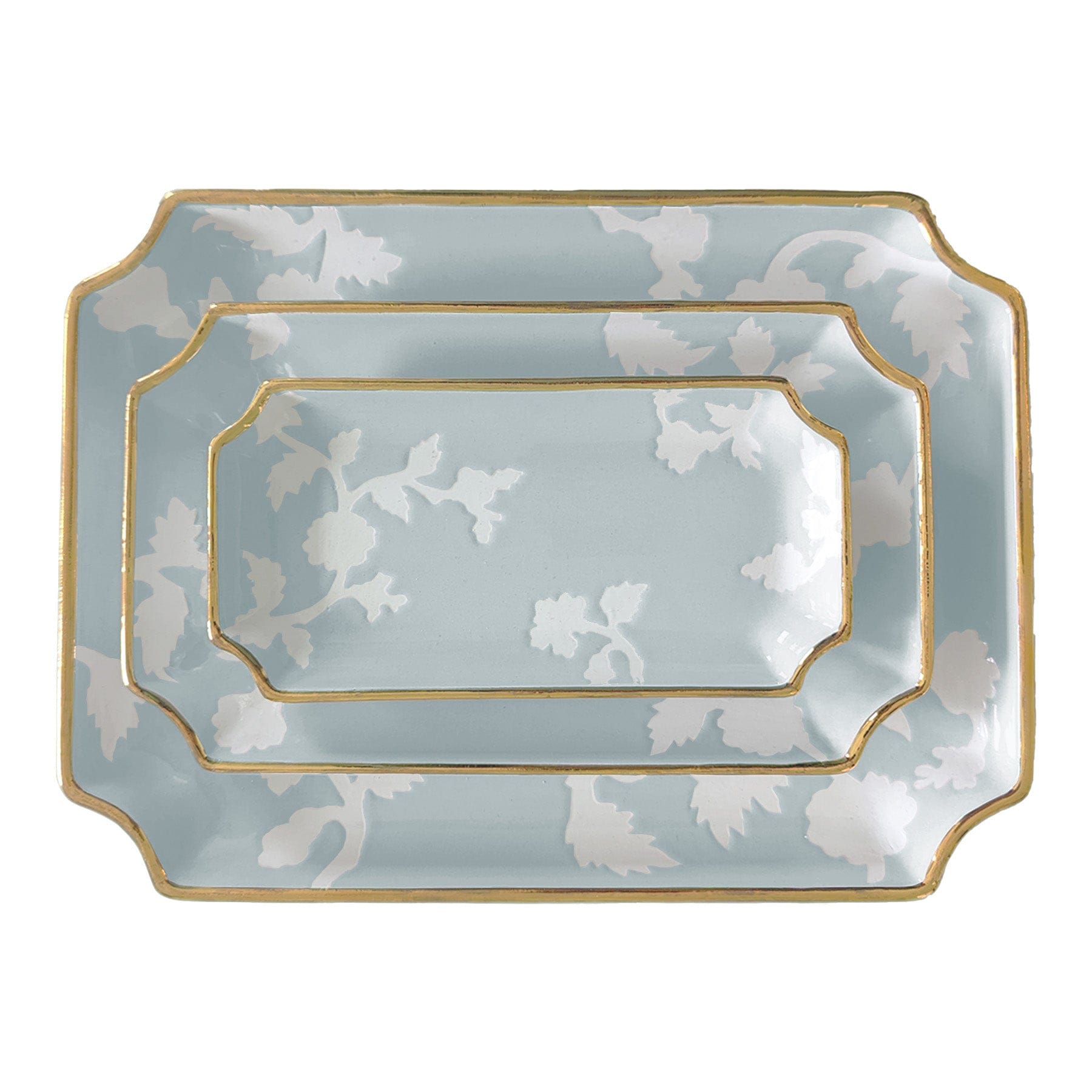 Ruby Clay Company Tray Small / Hydrangea Chinoiserie Dreams Trays with Gold Accent
