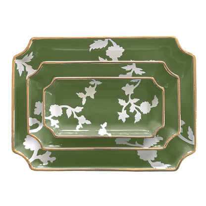 Ruby Clay Company Tray Small / Moss Green Chinoiserie Dreams Trays with Gold Accent