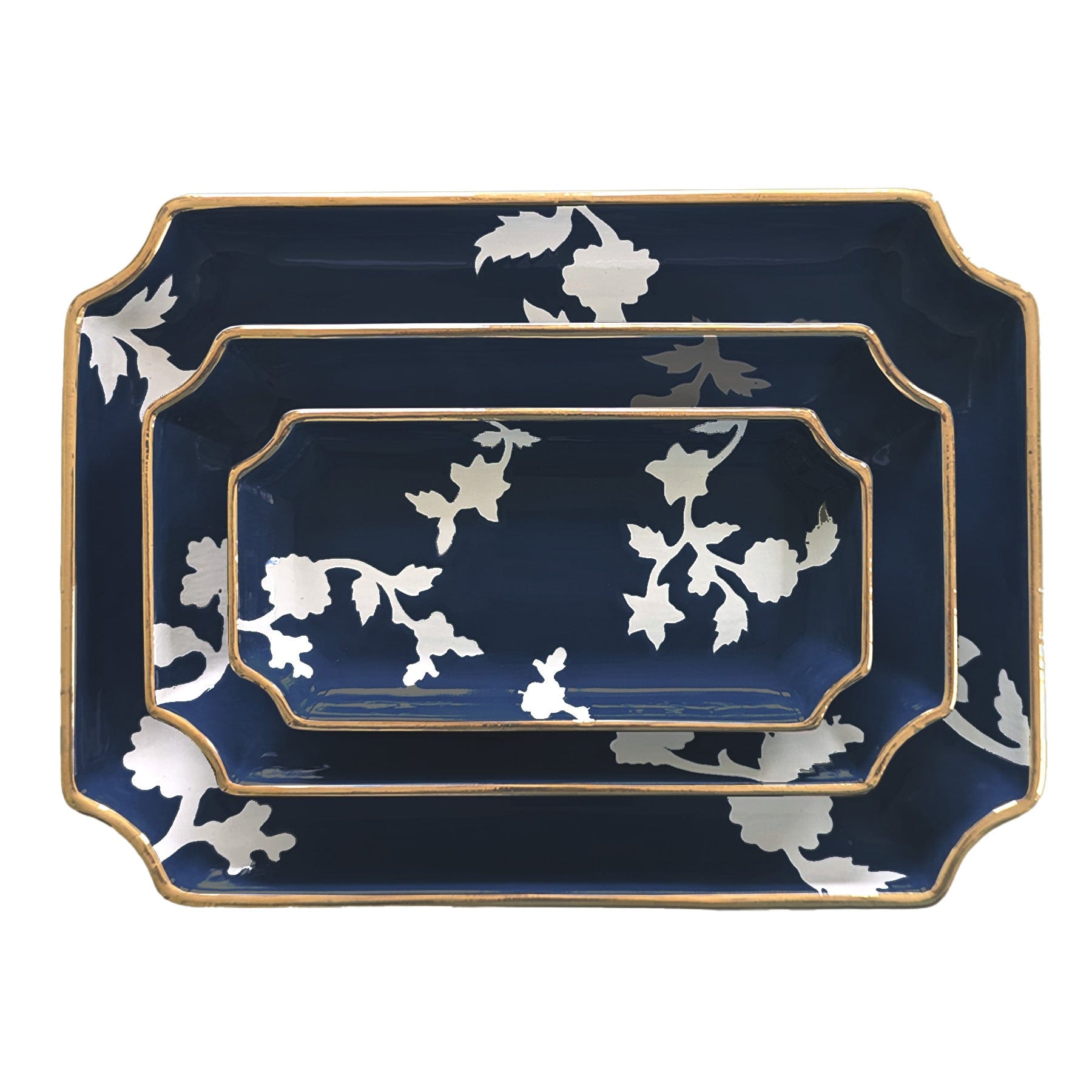 Ruby Clay Company Tray Small / Navy Chinoiserie Dreams Trays with Gold Accent