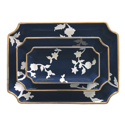 Ruby Clay Company Tray Small / Navy Chinoiserie Dreams Trays with Gold Accent