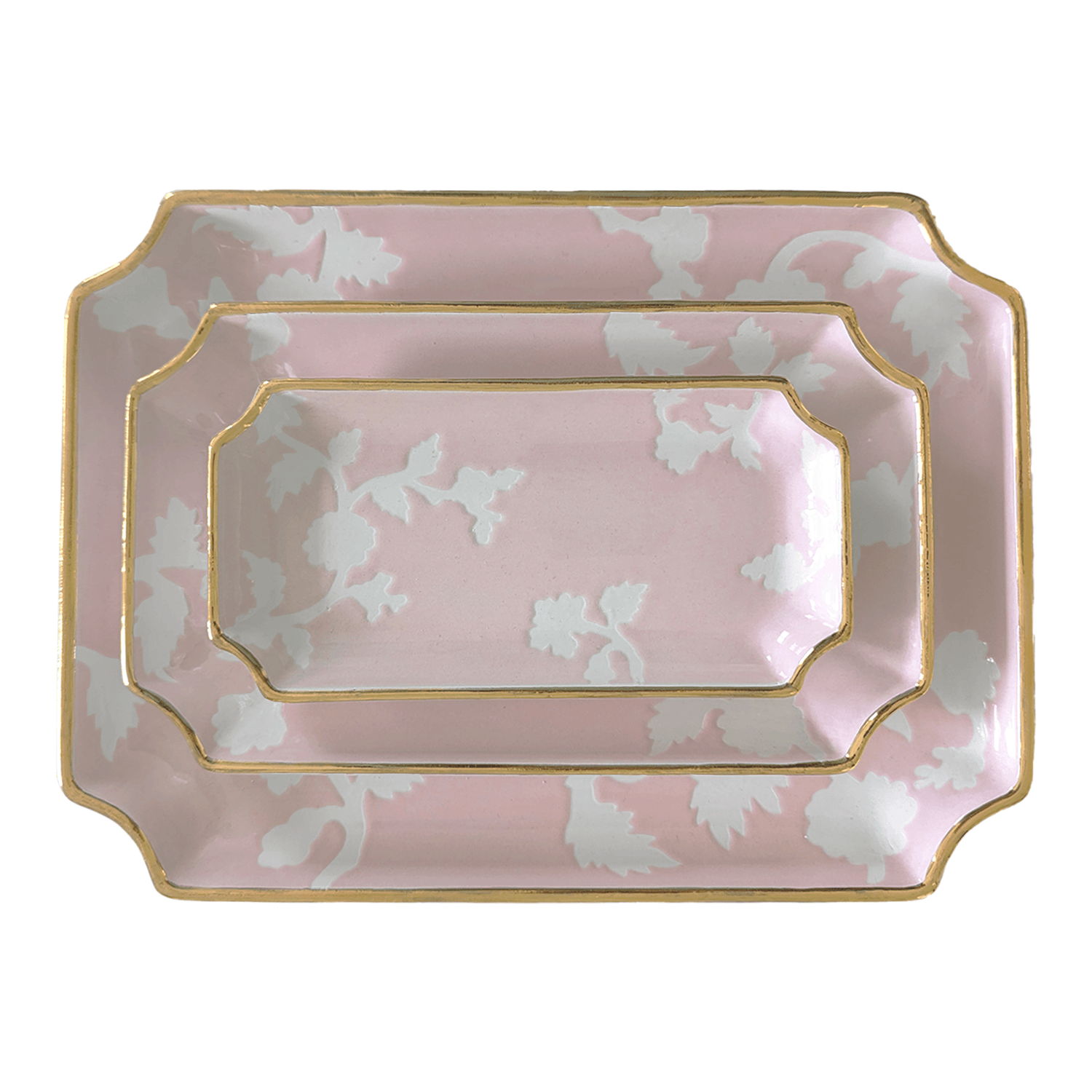 Ruby Clay Company Tray Small / Cherry Blossom Chinoiserie Dreams Trays with Gold Accent