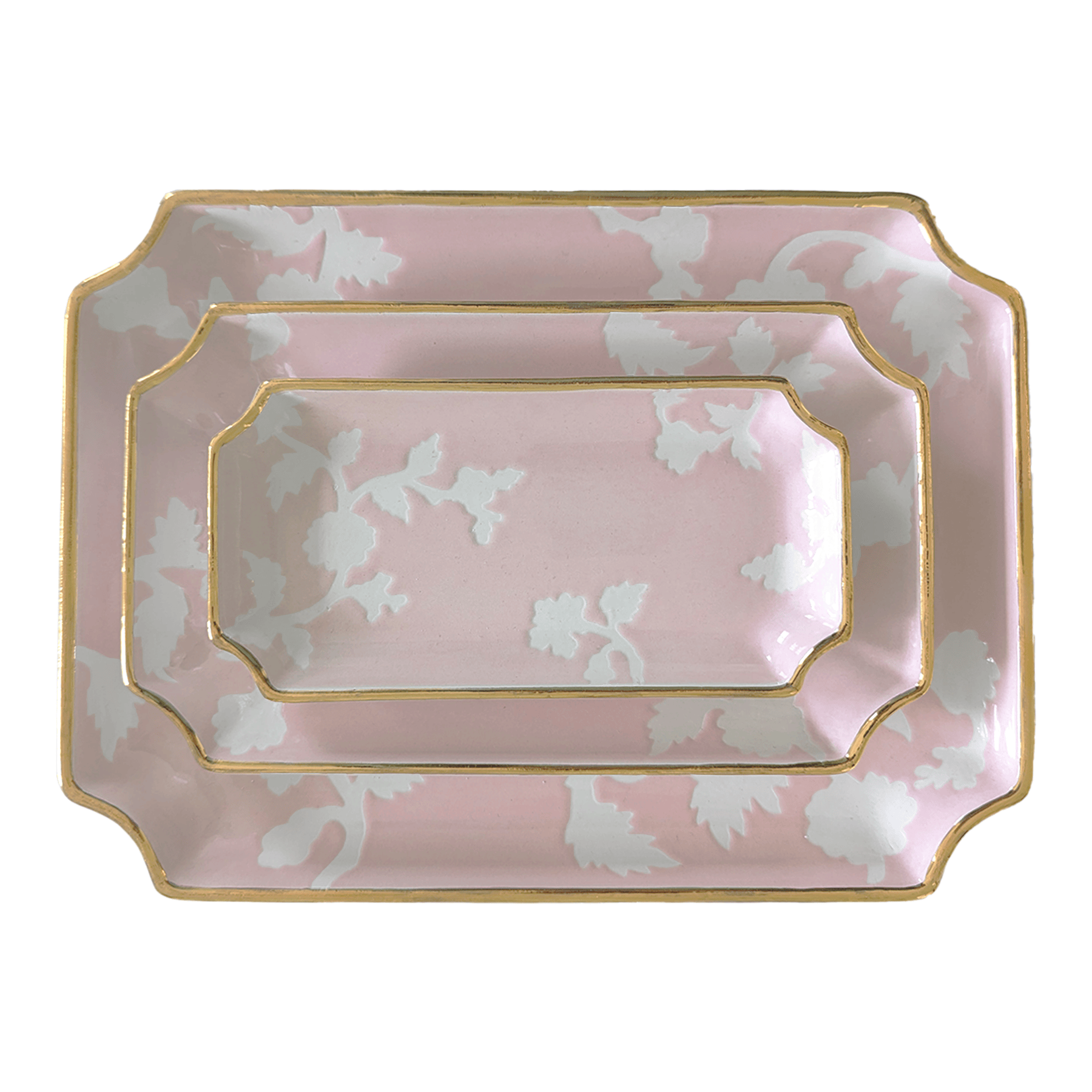 Ruby Clay Company Tray Small / Cherry Blossom Chinoiserie Dreams Trays with Gold Accent