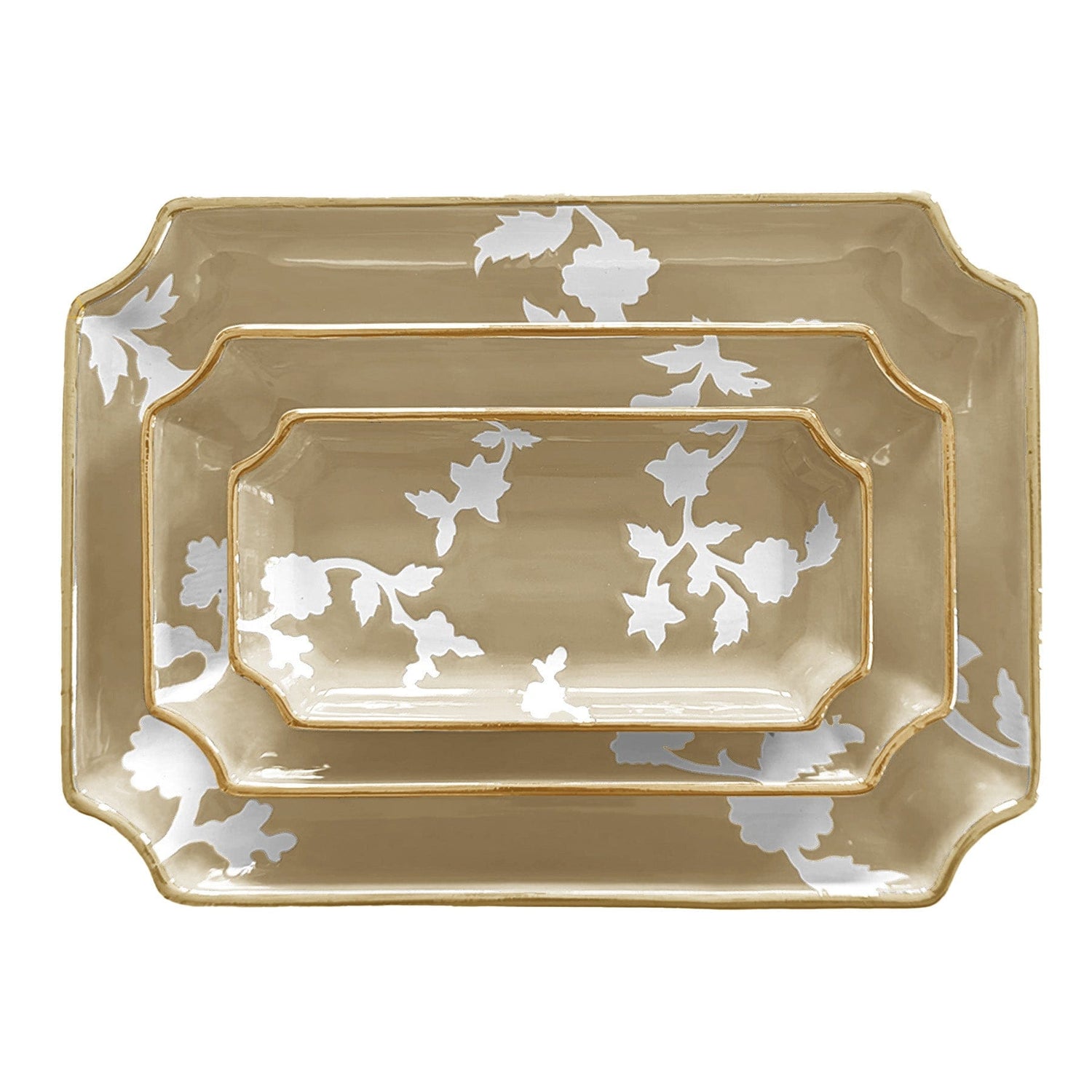 Ruby Clay Company Tray Small / Sand Chinoiserie Dreams Trays with Gold Accent