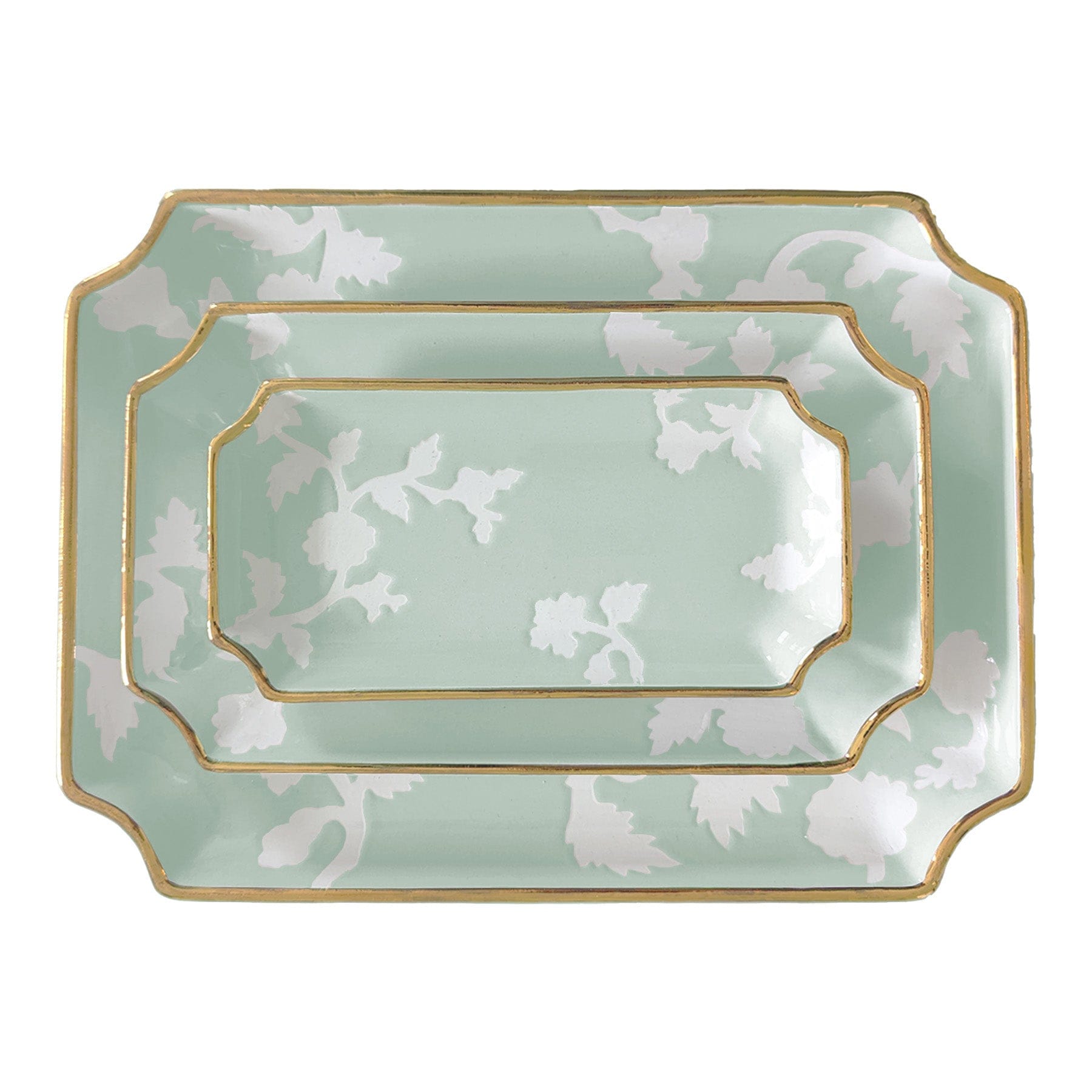 Ruby Clay Company Tray Small / Sea Glass Chinoiserie Dreams Trays with Gold Accent