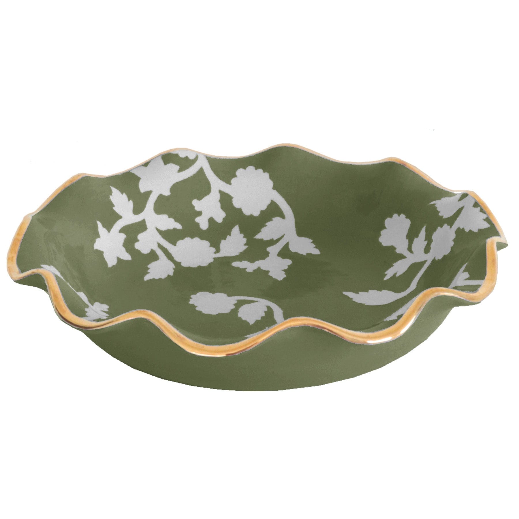 Ruby Clay Company Tray Large / Moss Green Chinoiserie Dreams Scalloped Bowls with 22K Gold Accent