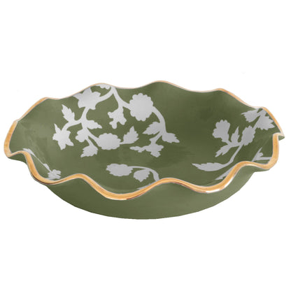 Ruby Clay Company Tray Large / Moss Green Chinoiserie Dreams Scalloped Bowls with 22K Gold Accent