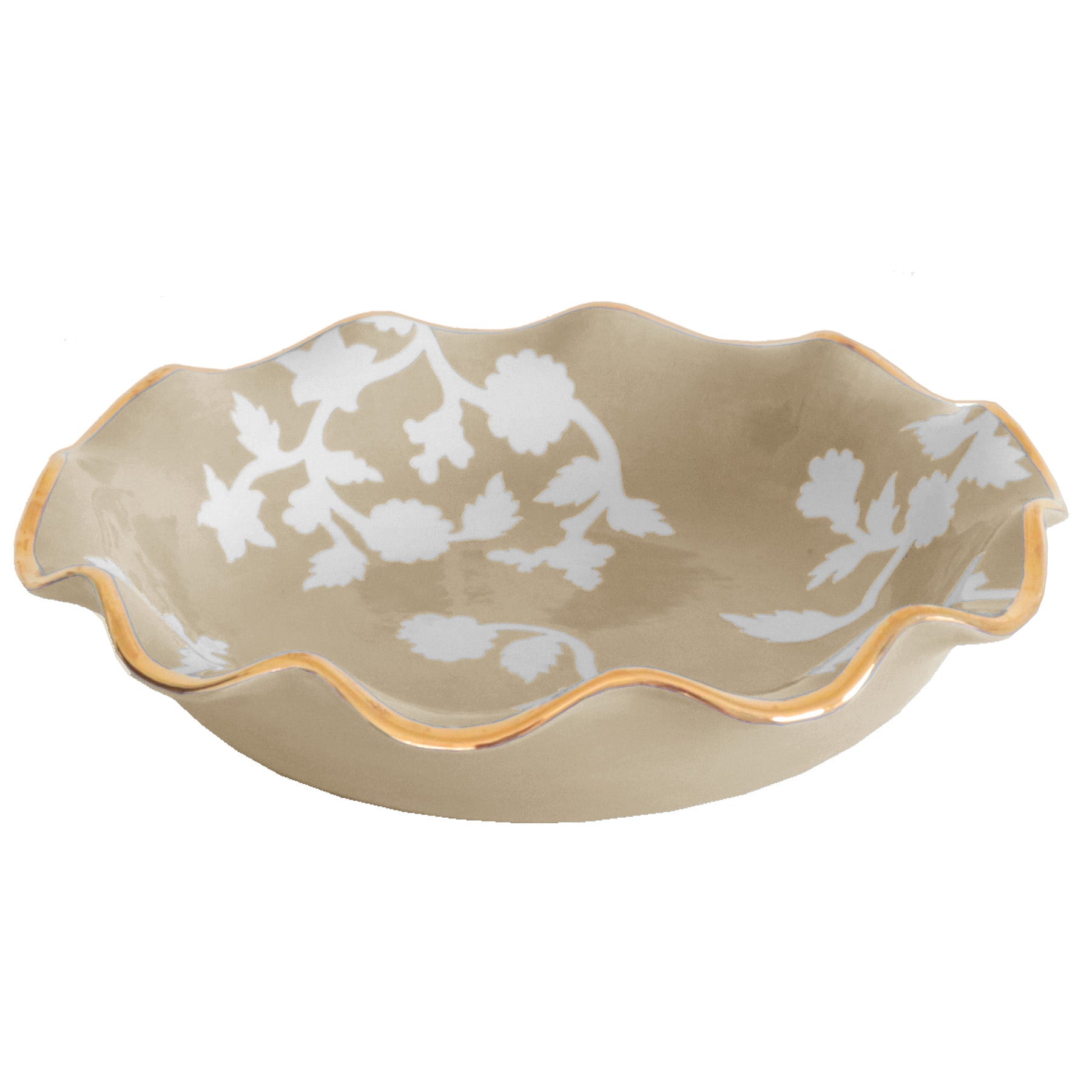 Ruby Clay Company Tray Large / Sand Chinoiserie Dreams Scalloped Bowls with 22K Gold Accent