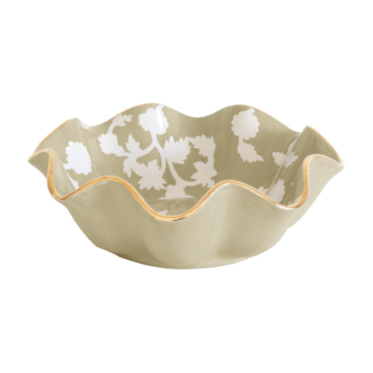 Ruby Clay Company Tray Medium / Sand Chinoiserie Dreams Scalloped Bowls with 22K Gold Accent