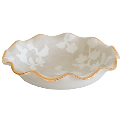 Ruby Clay Company Tray Large / Beige Chinoiserie Dreams Scalloped Bowls with 22K Gold Accent