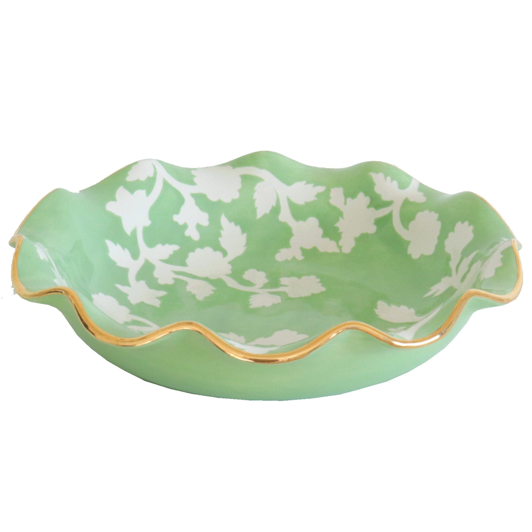 Ruby Clay Company Tray Large / Cabbage Patch Green Chinoiserie Dreams Scalloped Bowls with 22K Gold Accent