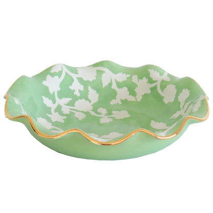Ruby Clay Company Tray Large / Cabbage Patch Green Chinoiserie Dreams Scalloped Bowls with 22K Gold Accent