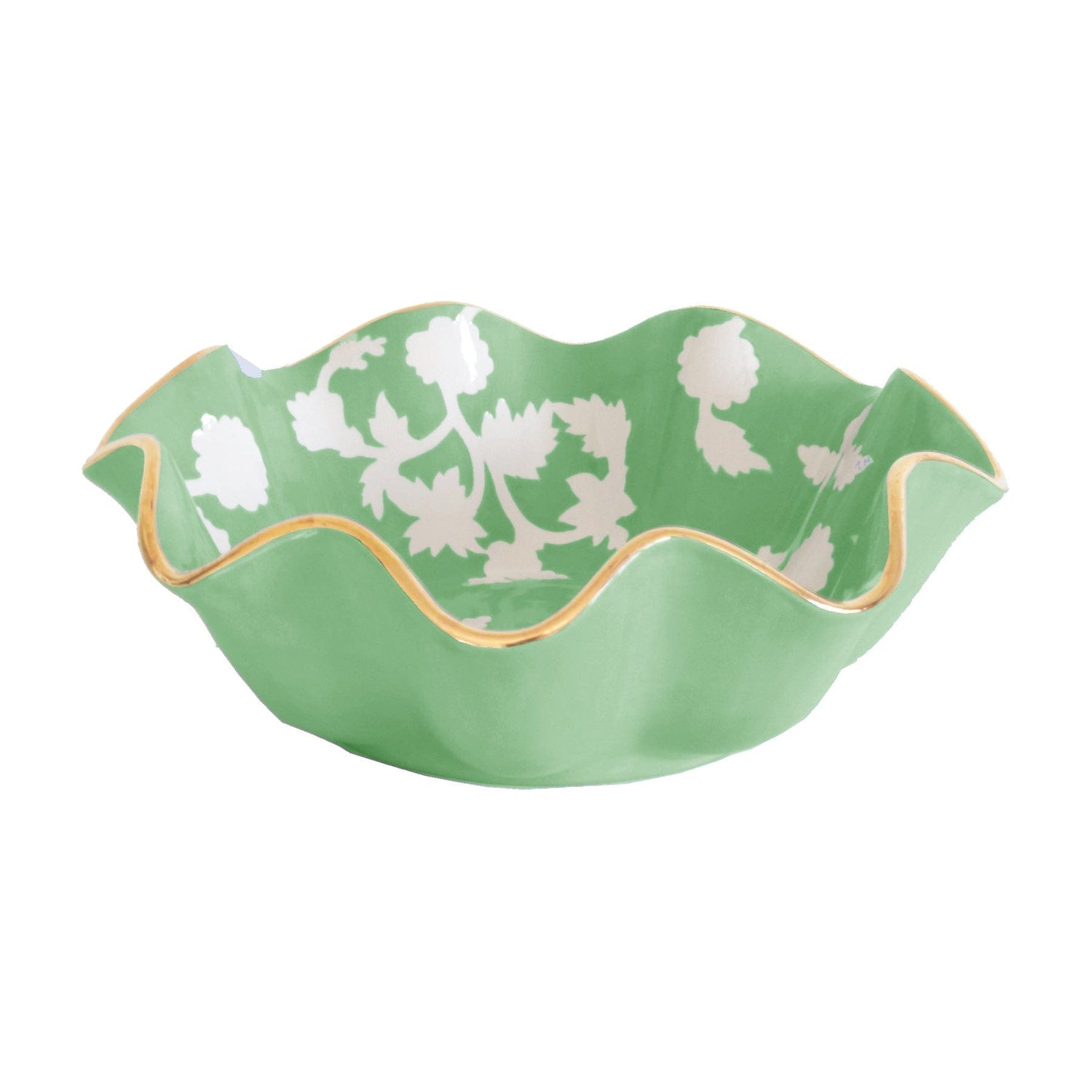 Ruby Clay Company Tray Medium / Cabbage Patch Green Chinoiserie Dreams Scalloped Bowls with 22K Gold Accent