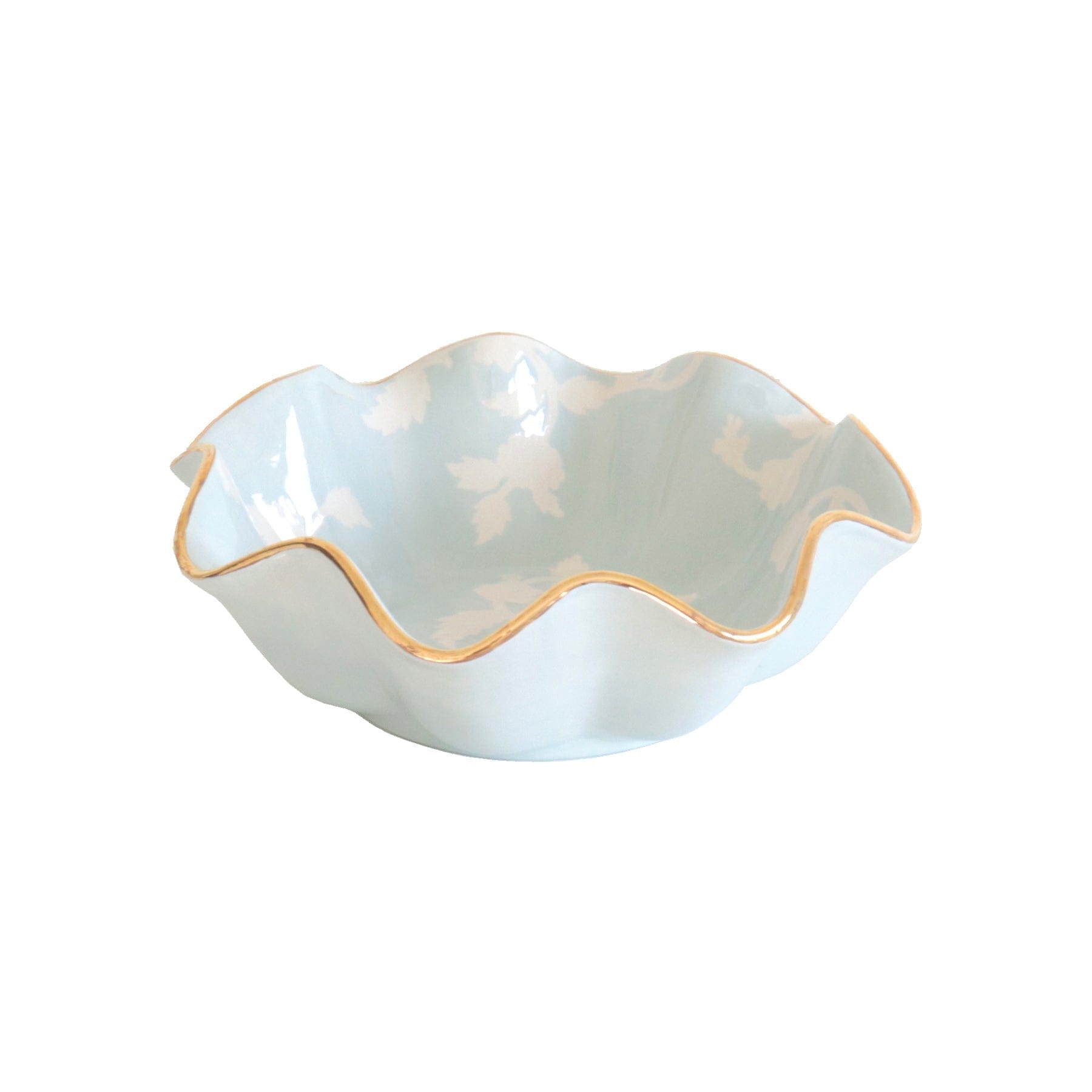 Ruby Clay Company Tray Medium / Hydrangea Light Blue Chinoiserie Dreams Scalloped Bowls with 22K Gold Accent