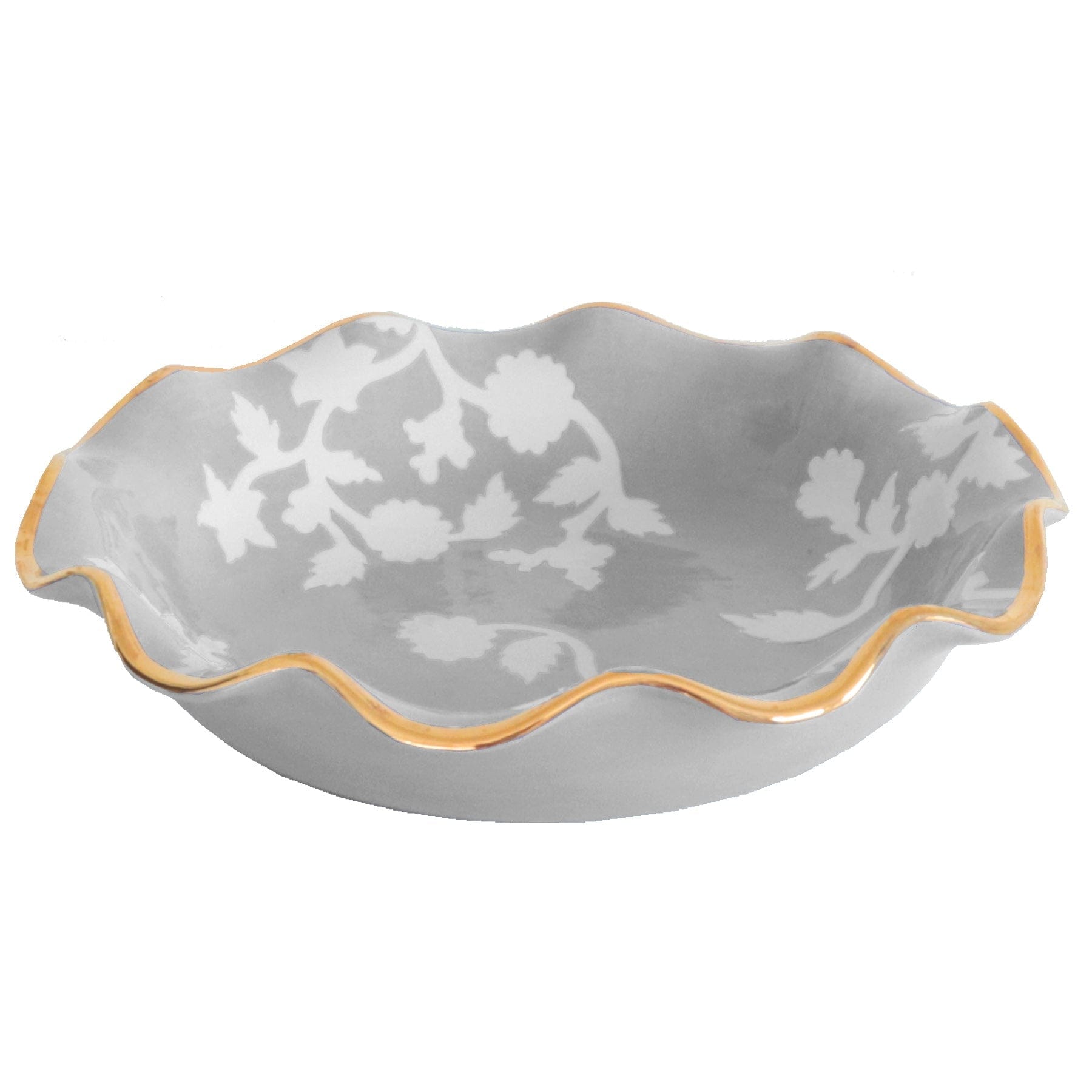 Ruby Clay Company Tray Large / Light Gray Chinoiserie Dreams Scalloped Bowls with 22K Gold Accent