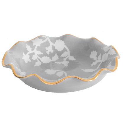 Ruby Clay Company Tray Large / Light Gray Chinoiserie Dreams Scalloped Bowls with 22K Gold Accent