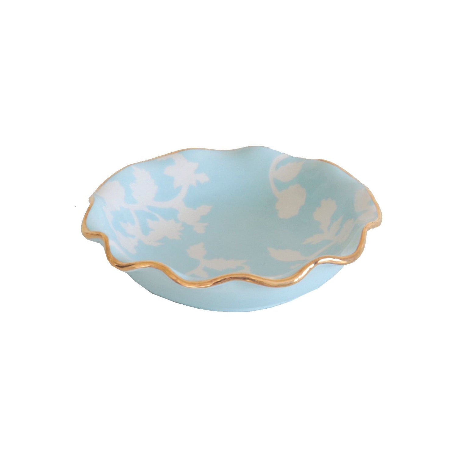 Ruby Clay Company Tray Chinoiserie Dreams Scalloped Bowls with 22K Gold Accent
