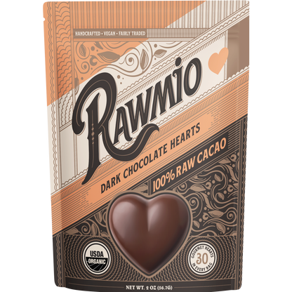 Raw Dark Chocolate Hearts - 100% Cacao