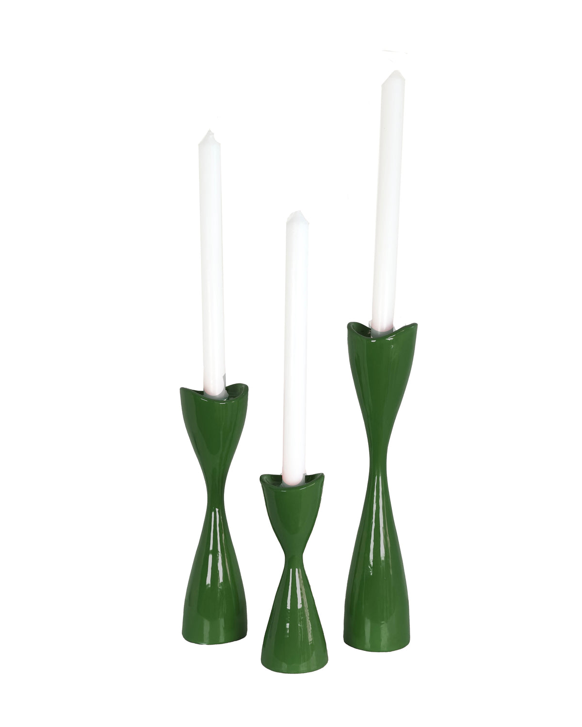 Tulip Candlestick Holders in Christmas Pine