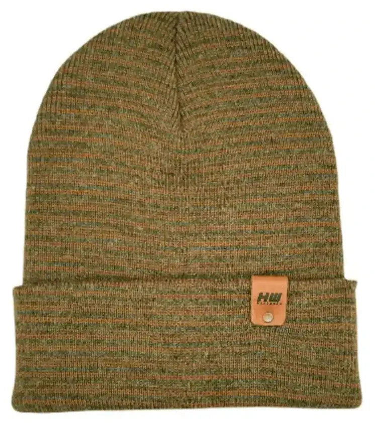 Classic Contrast Cuffed Beanie, Brown and Green