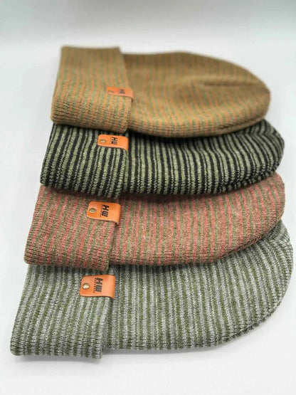 Classic Contrast Cuffed Beanie, Brown and Green