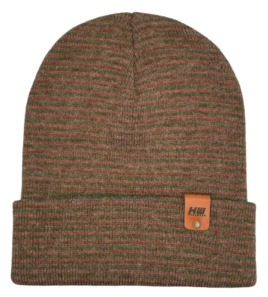 Classic Contrast Cuffed Beanie, Burgundy and Green