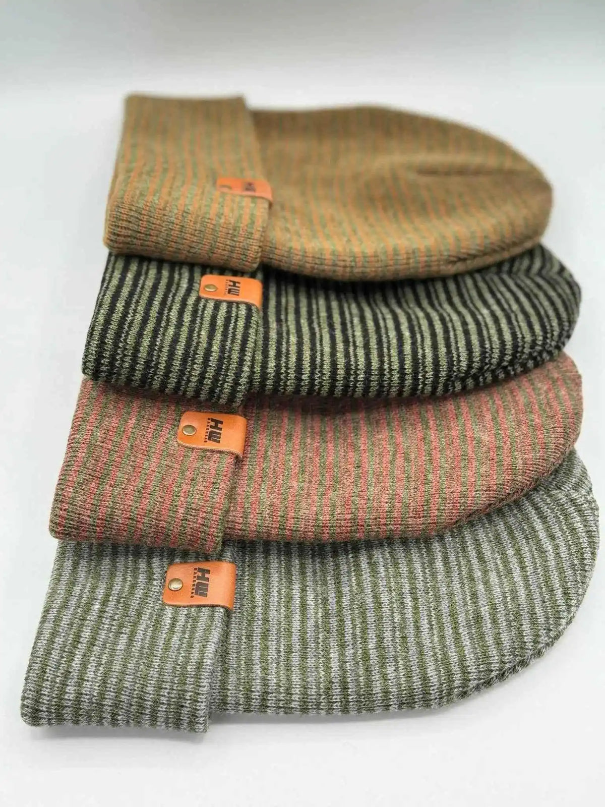 Classic Contrast Cuffed Beanie, Gray and Green