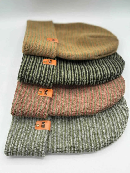 Classic Contrast Cuffed Beanie, Gray and Green