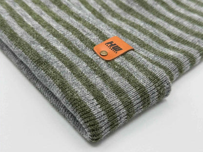 Classic RoRo Cuffed Beanie, Gray and Green