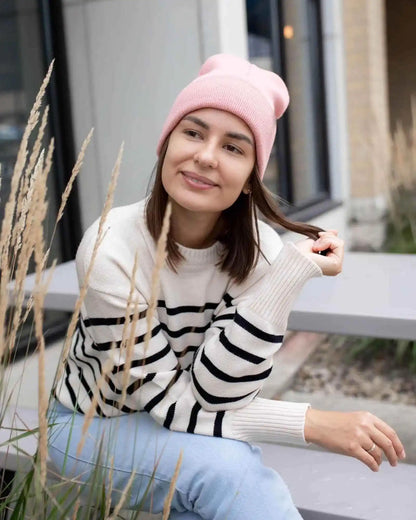 Classic Silent Cuffed Beanie, Pearl Pink