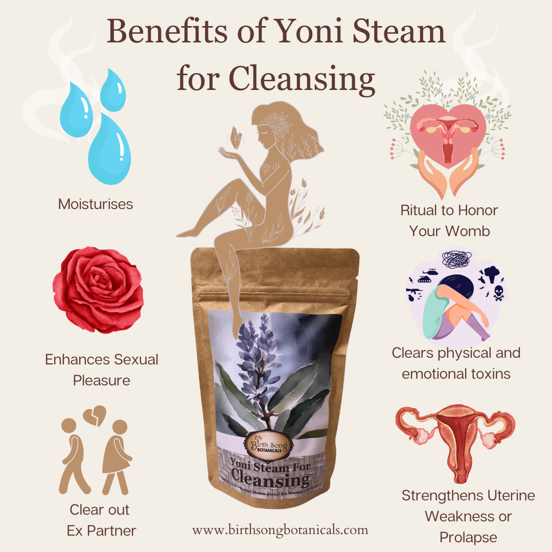 Birth Song Botanicals Co. Yoni steam Yoni Steam for Cleansing- Vaginal Steaming Herbs, Womb Blessing and Purify Herbs for V Steaming, Organic Herbal Blend For Uterine Wellness* 3 oz.