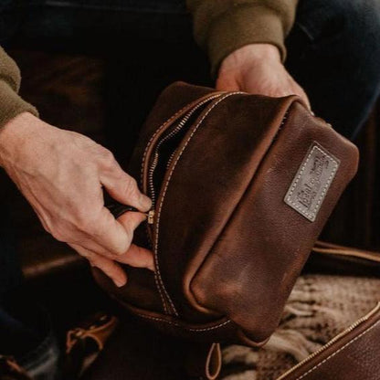 The Local Branch Leather Chocolate Leather Dopp Kit